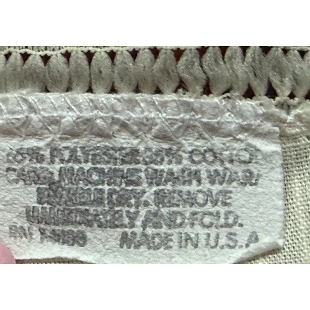 Tablecloth Ivory Lace Trim Poly Cotton Blend Oval 86x66 Vintage USA